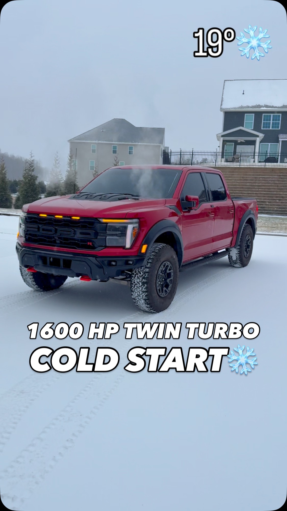 Cold starting my 1600HP Twin Turbo Raptor R in the snow ️ About to go ...