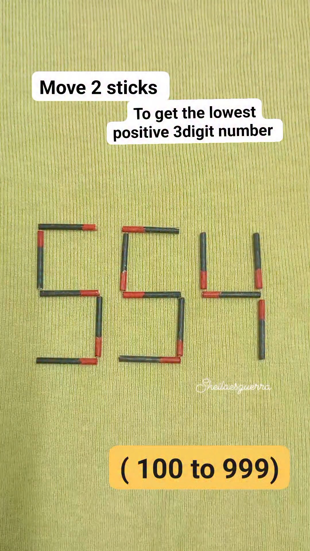 554 ️ move 2 sticks to get the lowest positive 3digit number. #digit # ...