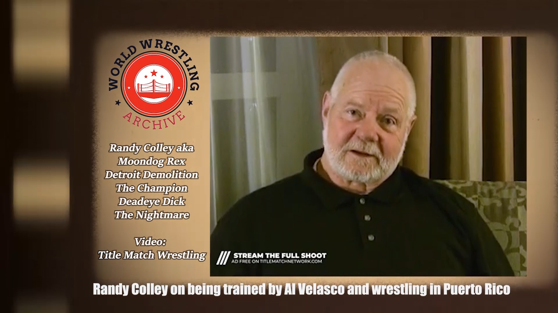 Randy Colley aka Moondog Rex/Detroit Demolition talk about his trainer ...