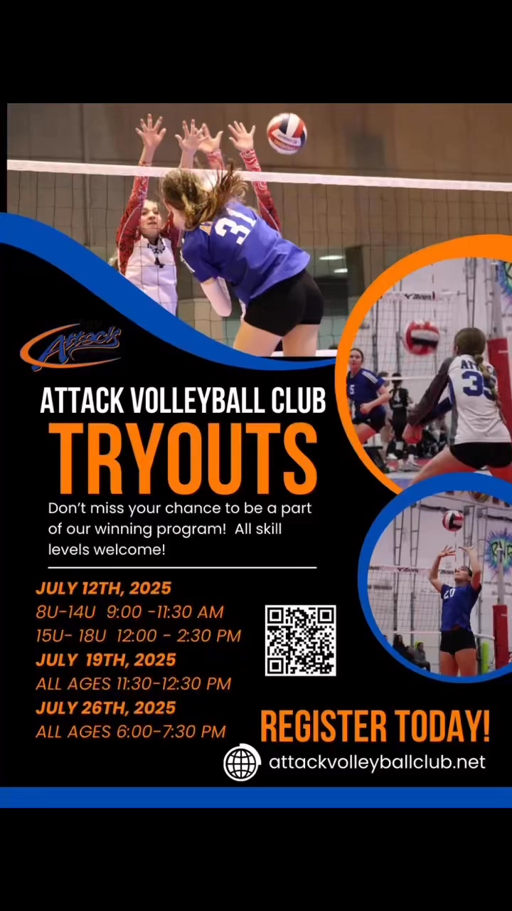 Attack Volleyball Club 2025/26 season Tryouts!! Scan the QR Code to ...