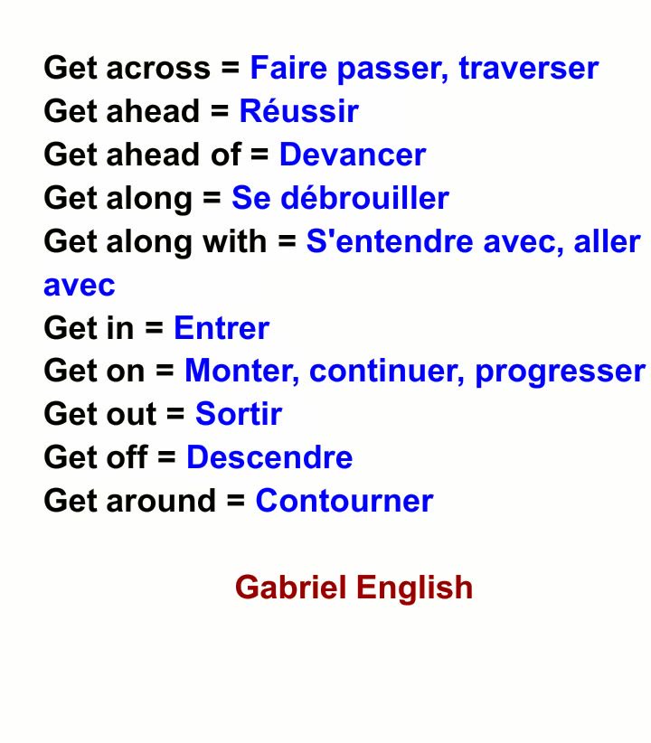 Quelques phrasal verbs utiliser en Anglais avec le verbe to "get" # ...