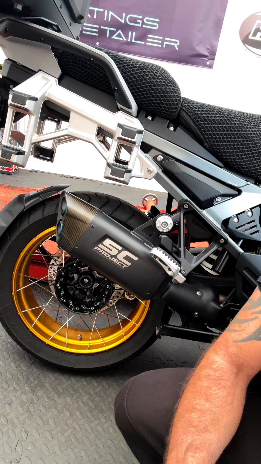 Healtec ES eliminator on BMW R1300GS with Akropovic exhaust