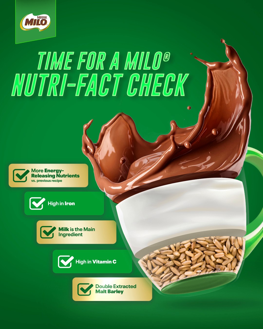 Did you know that each cup of MILO® is made with milk, malt barley and ...