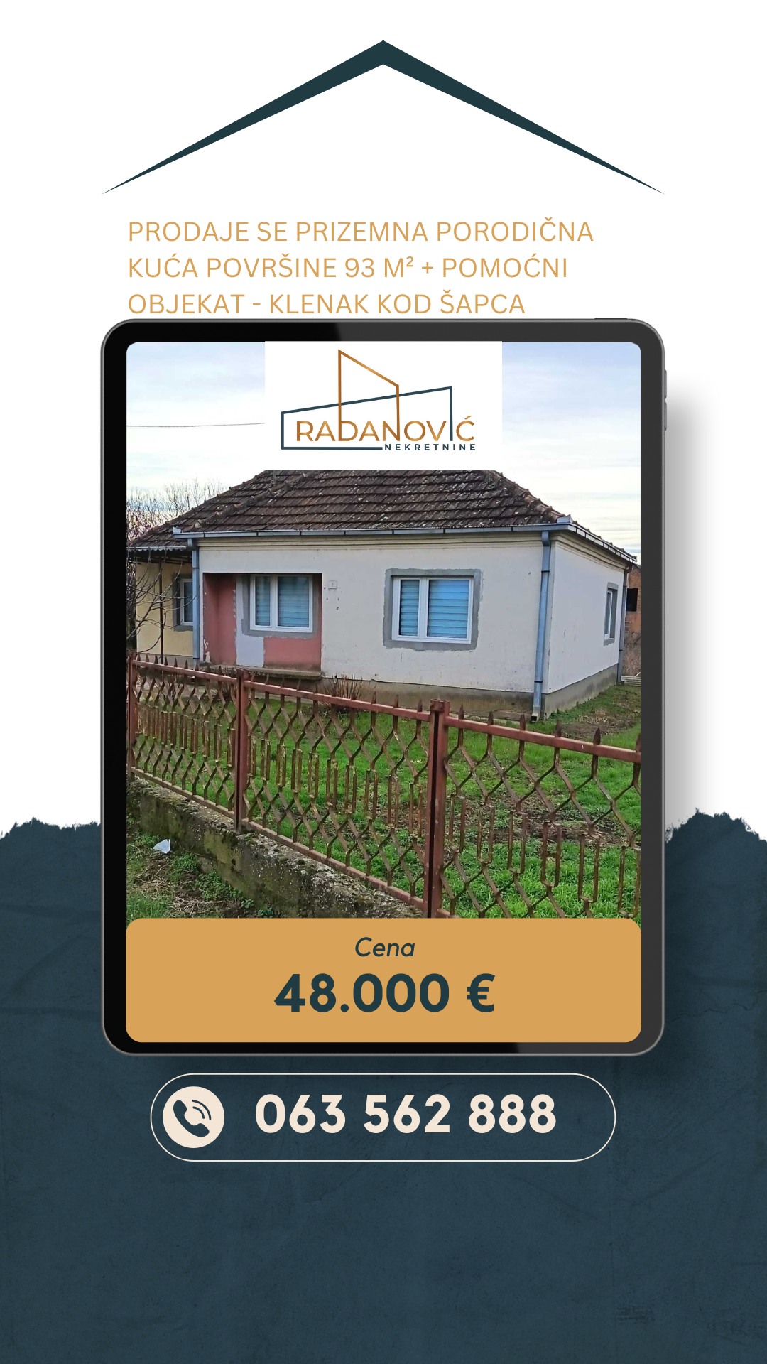 🏡 Na prodaju lepa prizemna kuća sa pomoćnim objektom – Klenak (opština ...