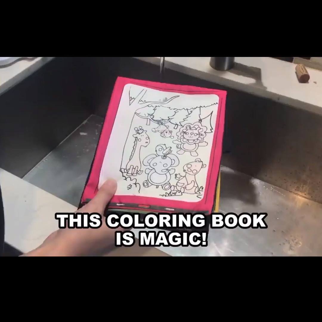 Livre De Coloriage à L'eau Réutilisable – 20x20 Cm, Crayon Inclus, Activité Sans Tache, Cadeau Anniversaire, Noël, Classe