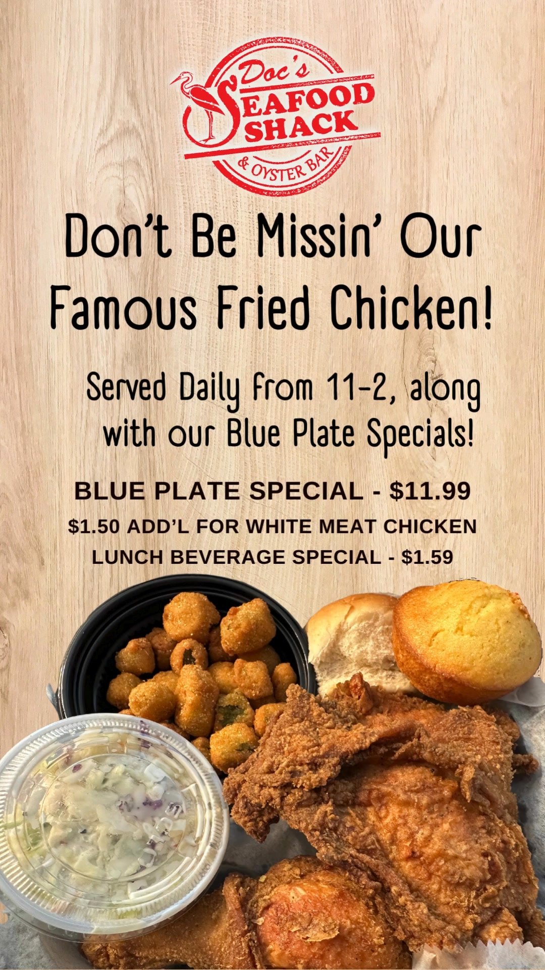 Don't be missin' our Famous Fried Chicken! 🍗 Doc’s Famous Fried Chicken ...