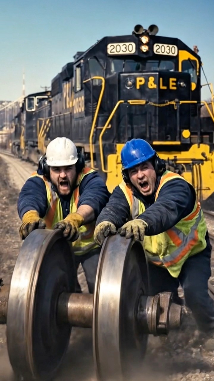 This is what real railroad life looks like in America. 🇺🇸 Two workers ...