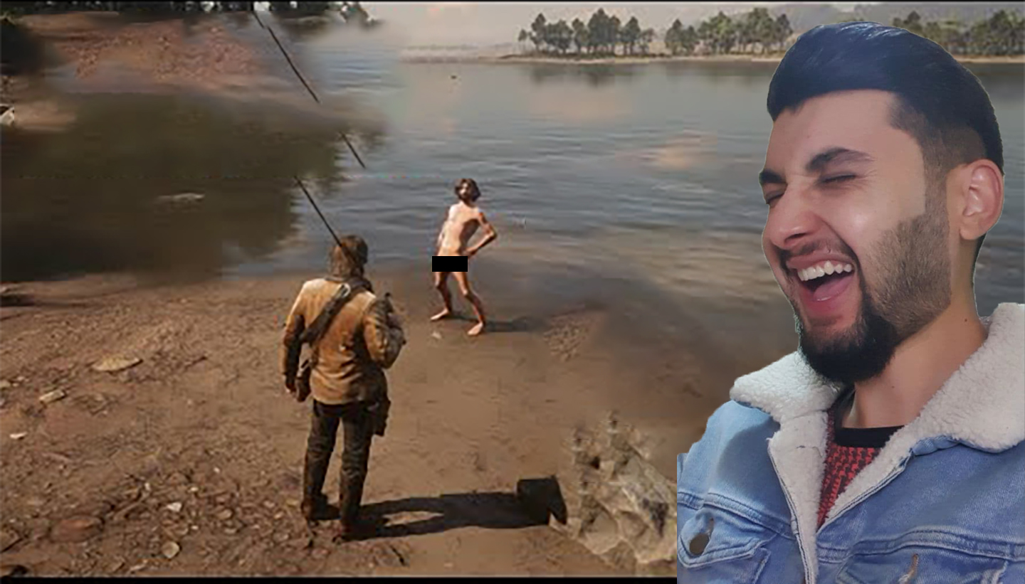 RDR2 a naked man swimming telling us about the legendary fish | RDR2 a ...