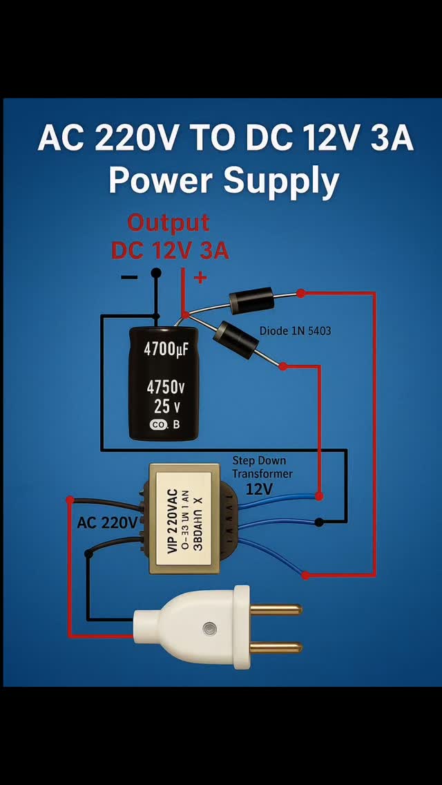 AC 220V to DC 12V 3A Power Supply ⚡ | DIY Electronics Project ac to dc ...