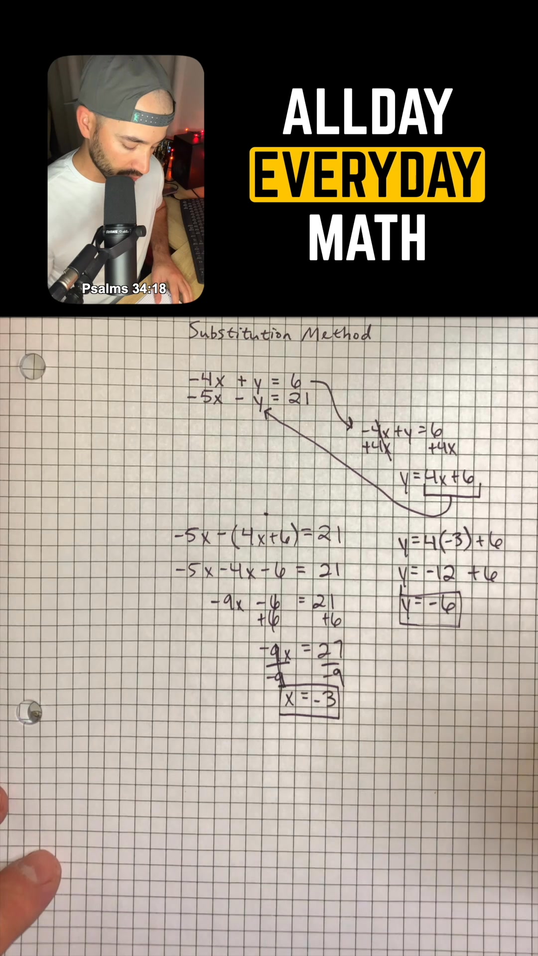How to use the substitution method in Algebra 1! #alldayeverydaymath # ...