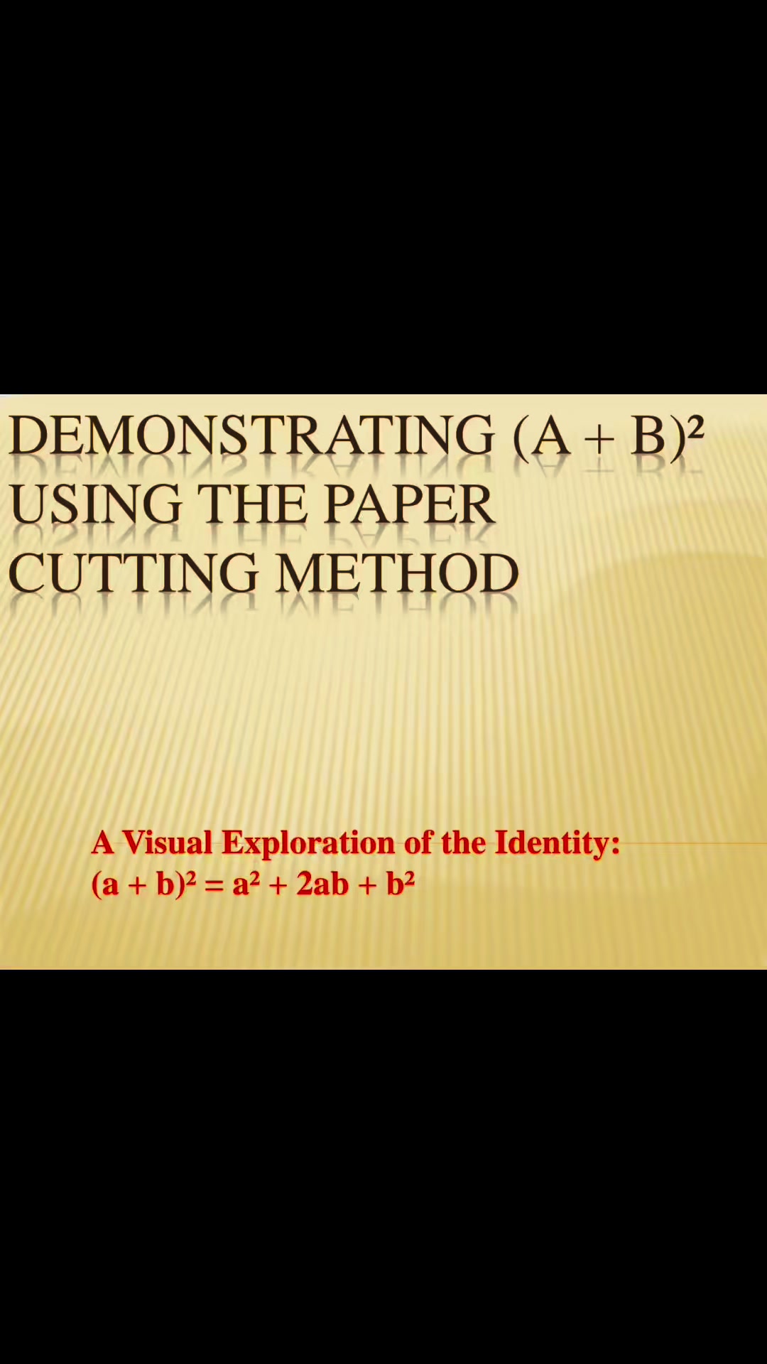 Students of Class 9 demonstrated the identity (a + b)² = a² + 2ab + b² ...