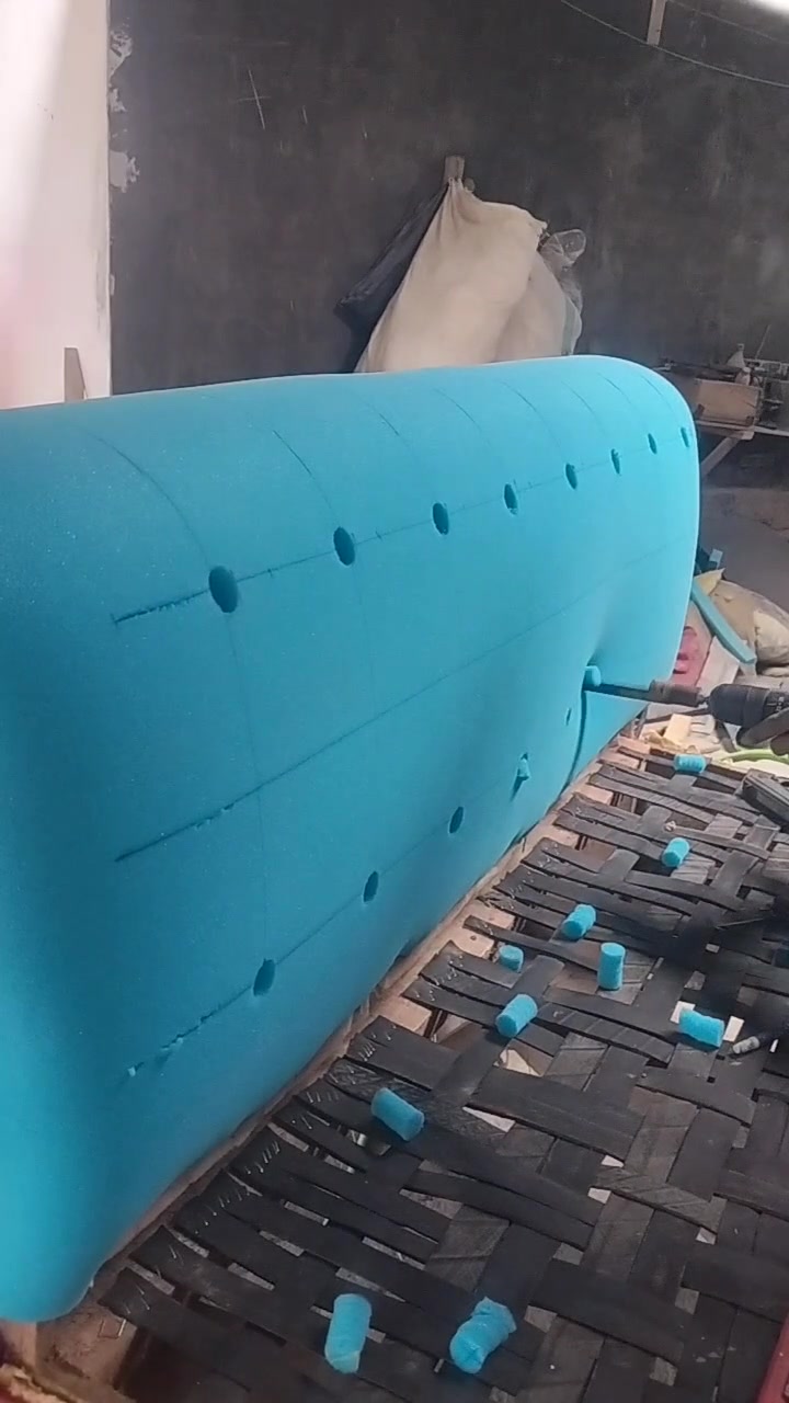 Foam button hole repair for old chair 🛋️🪡🔨 #fblifestyle | Firman | Facebook