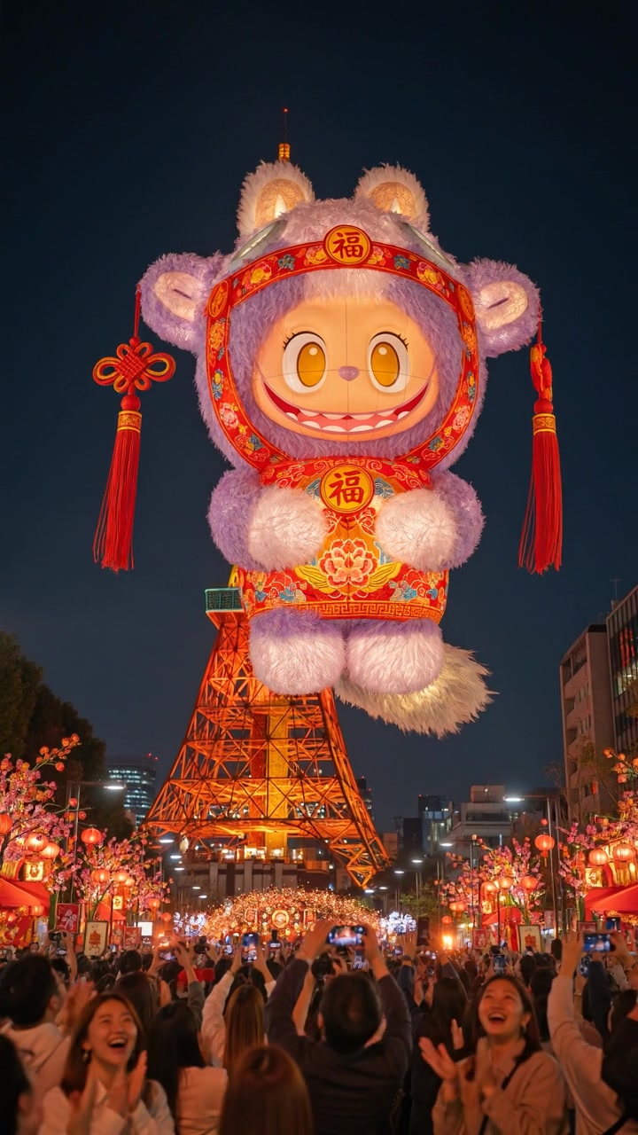 A giant Labubu lantern lights up the Tokyo night — where festive