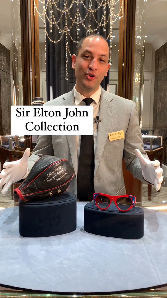 Sir Elton John wore a custom Gucci two-button notch lapel suit