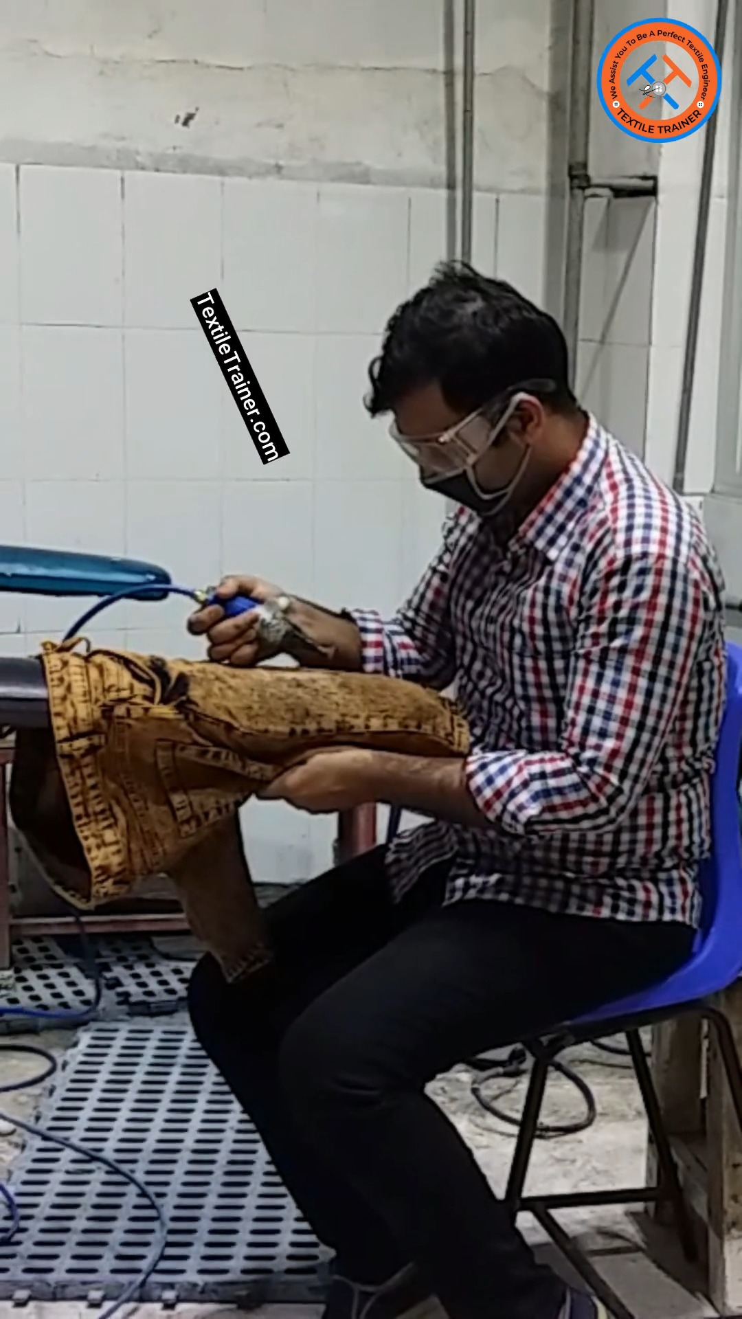Destroyed on denim pants refers to a fashion style where jeans