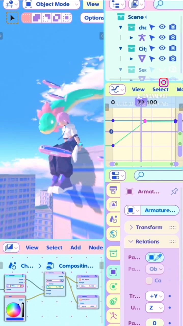 3D Artist da-dam showcased this custom Blender UI theme with pastel ...