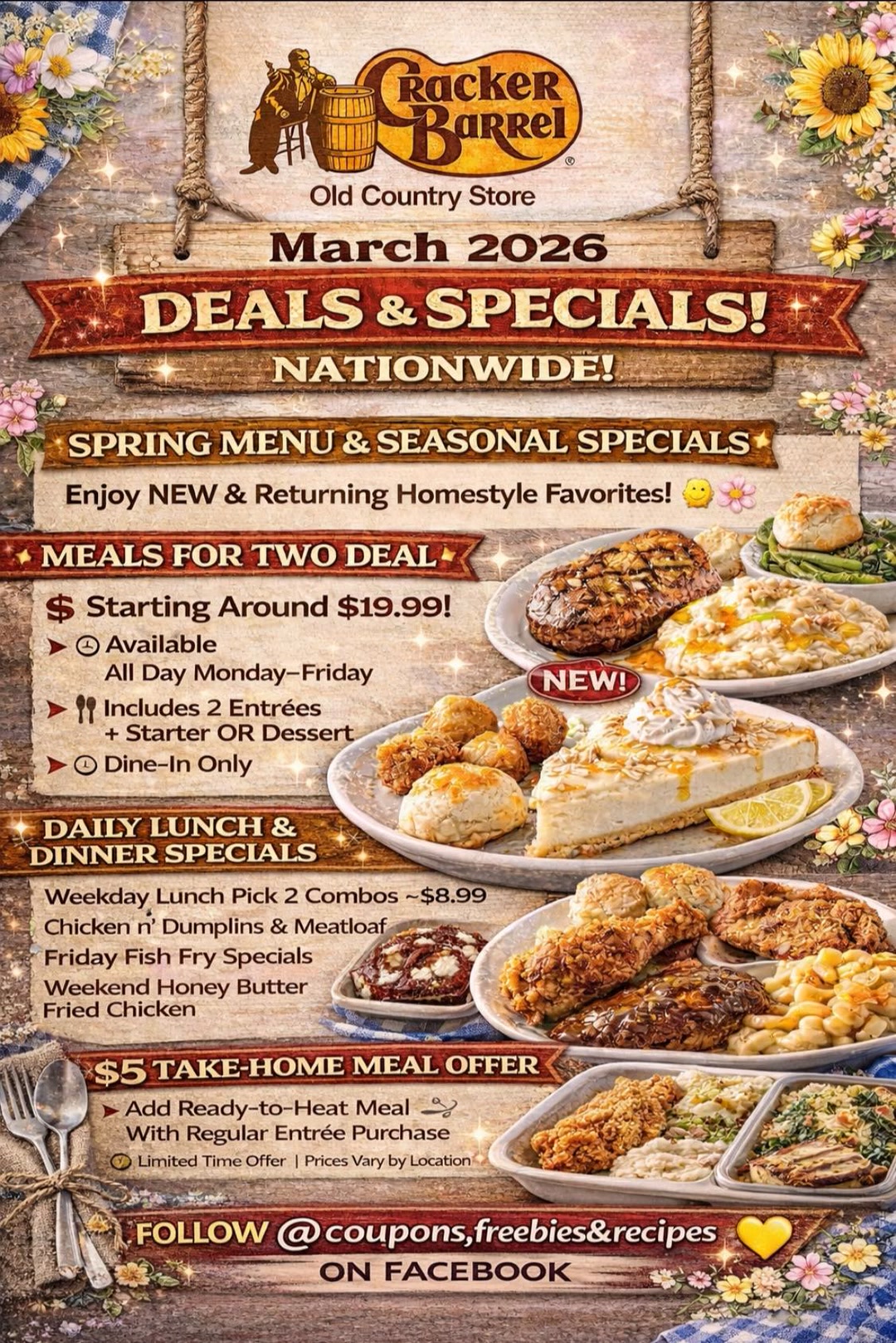 🍽️🌼 Cracker Barrel March 2026 Deals Are Here! 🌼🍽️ Here’s what you can ...