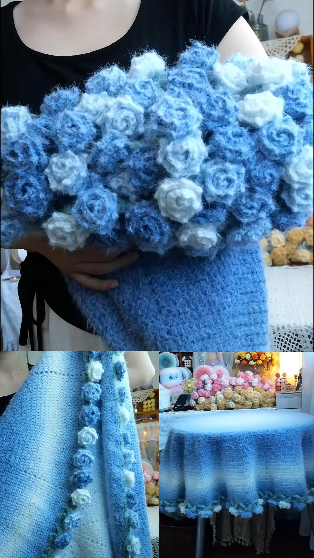 Let's make this blue rose bouquet blanket 🌹💙🩵 #crochet