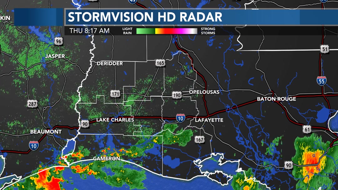 There are showers moving across SWLA now, here's the latest radar view ...