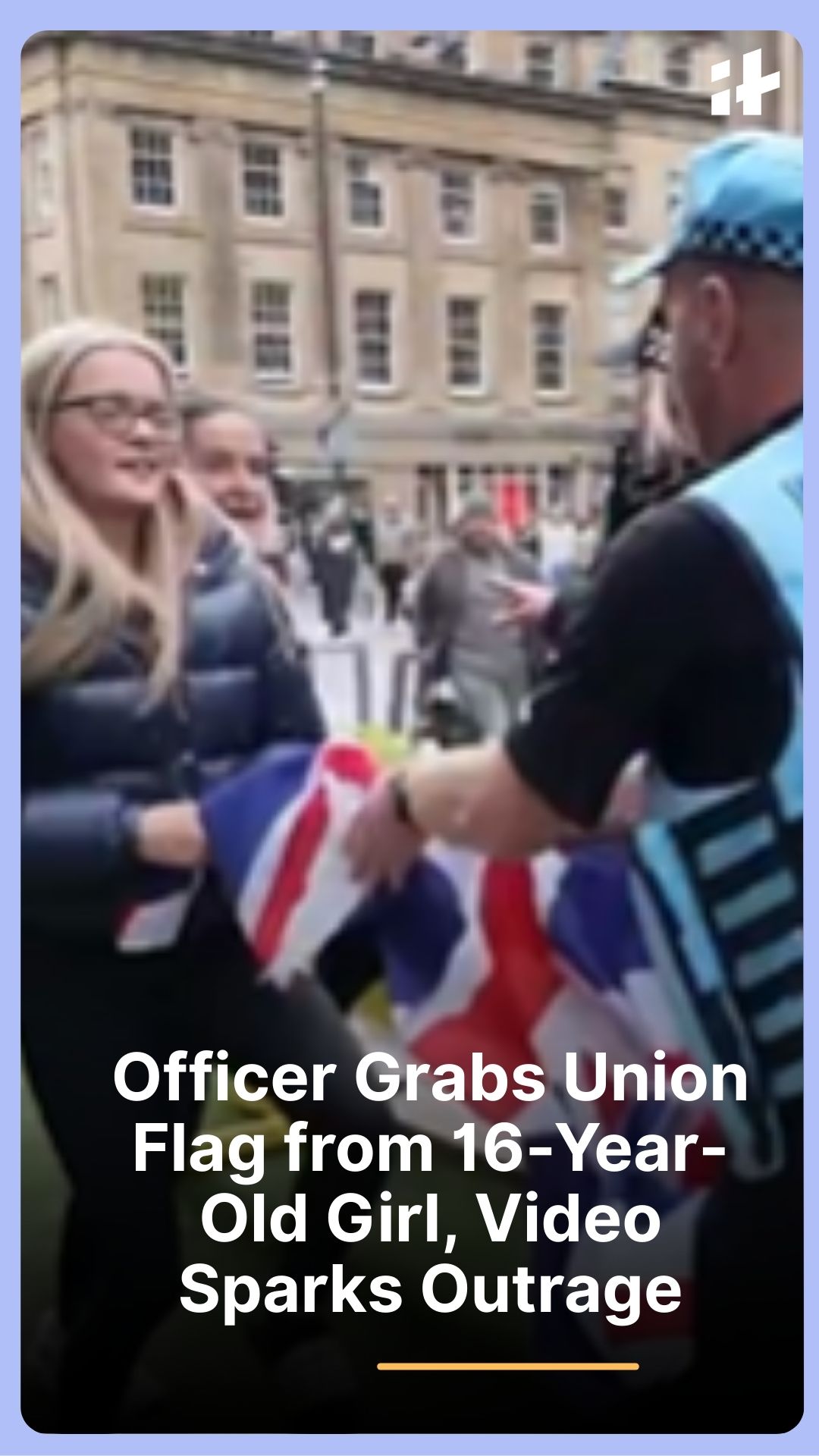 A shocking video shows an officer forcibly seizing a Union flag from a ...