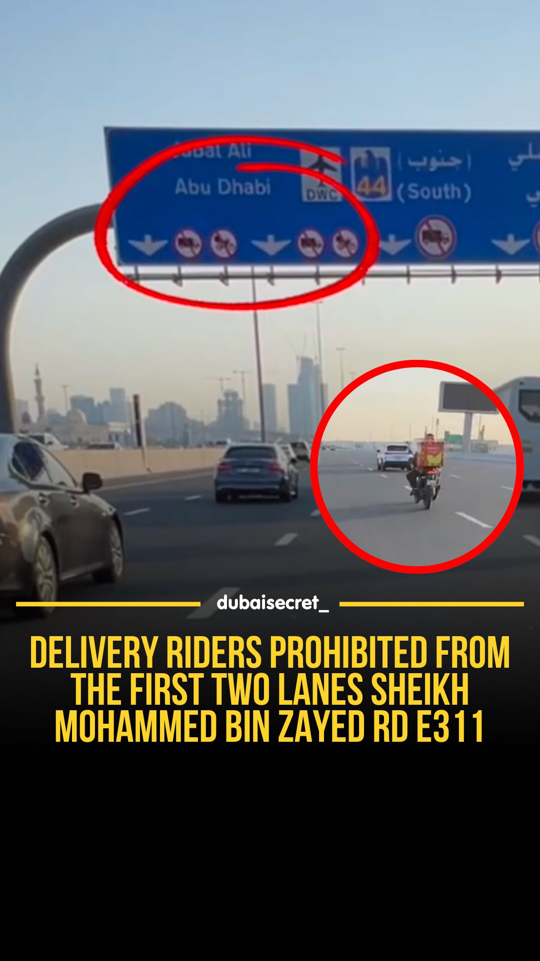 Heads up, riders 🚨 New rule on Sheikh Mohammed bin Zayed Rd (E311 ...
