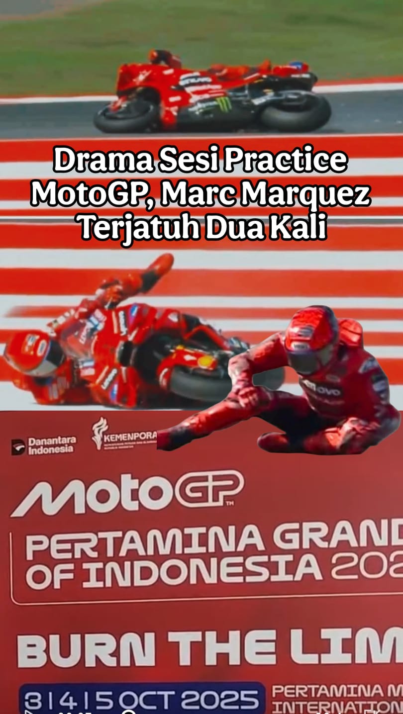 Video Marc Marquez crazh in sircuit Mandalika 2025 Drama Sesi Practice ...