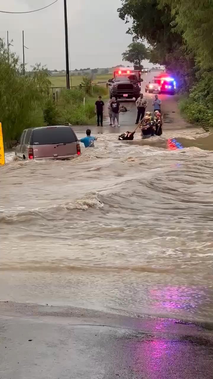Emergency crews in McGregor, Texas rescued a driver who was stranded in ...