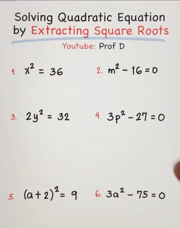 Fastest Way to Solve Quadratics Using Square Roots | Prof D | Facebook