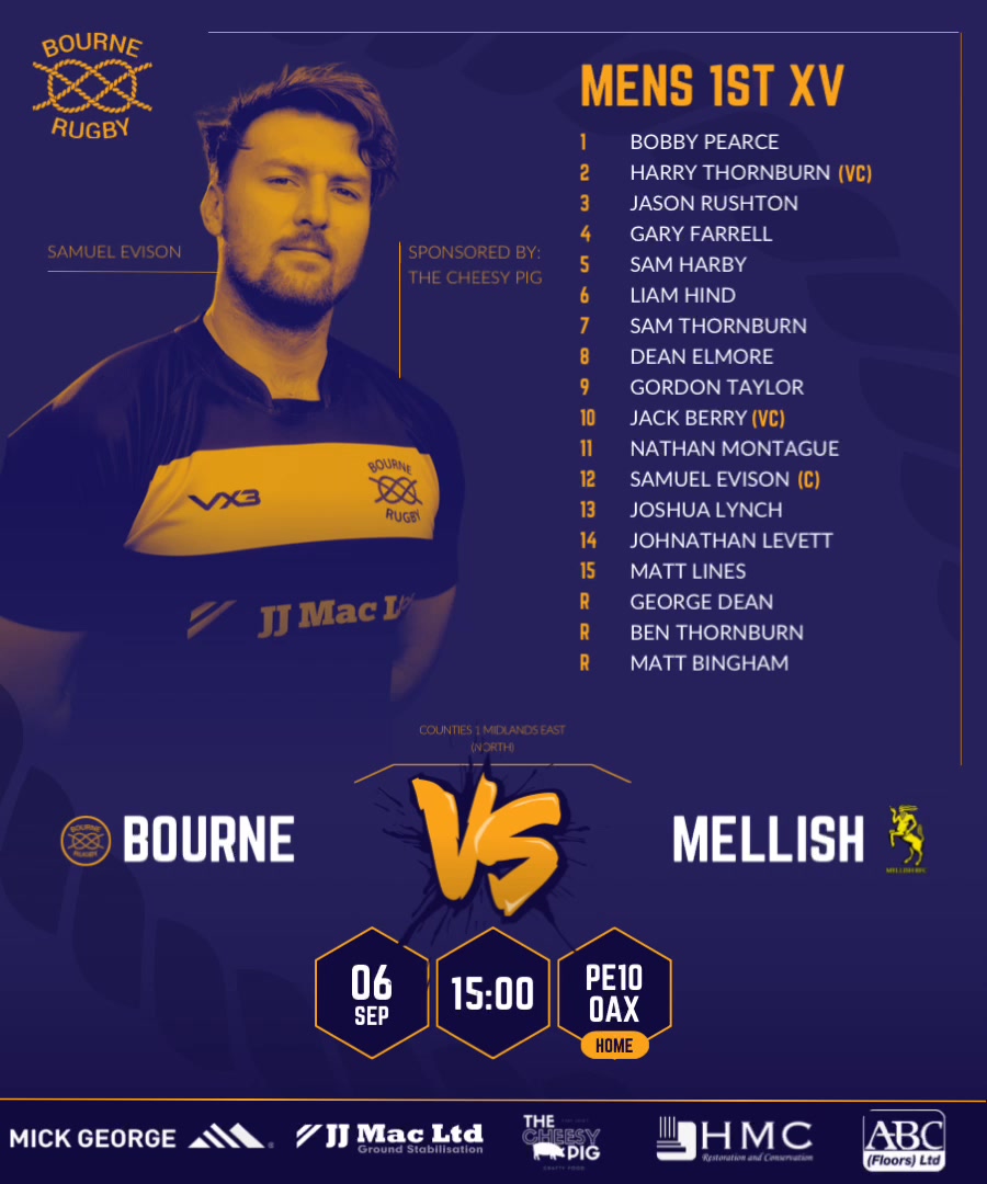 🔵🟡🔵 TEAM ANNOUCEMENT🟡🔵🟡 Here is our first XV to face Mellish RFC ...