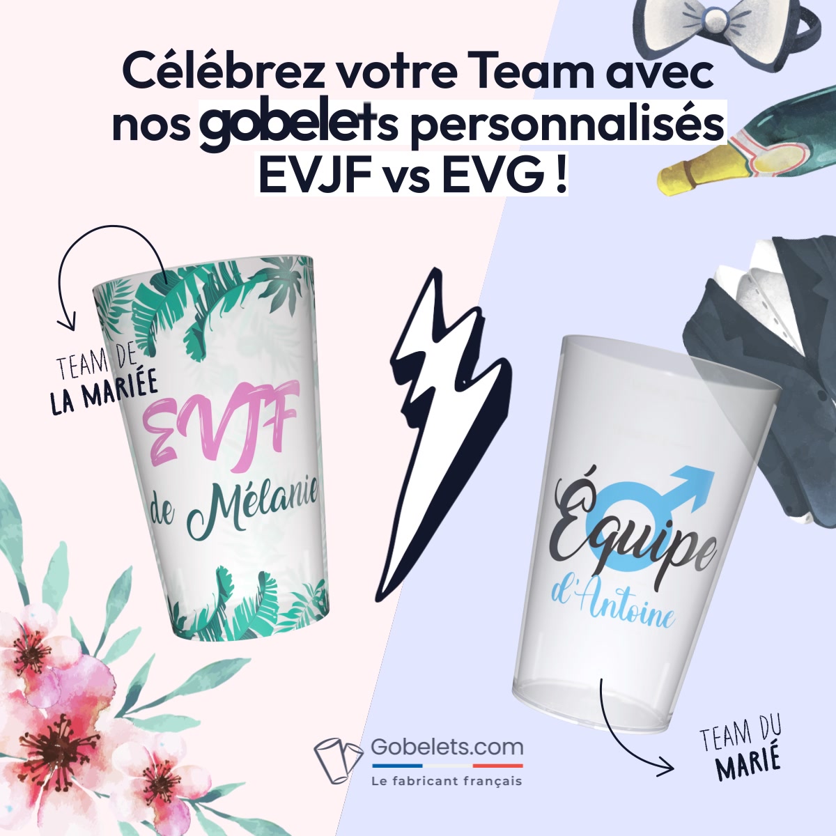 Lot De 16 Gobelets JGA Personnalisables | 300ml | Pour Enterrement Vie De Jeune Fille Et Mariage