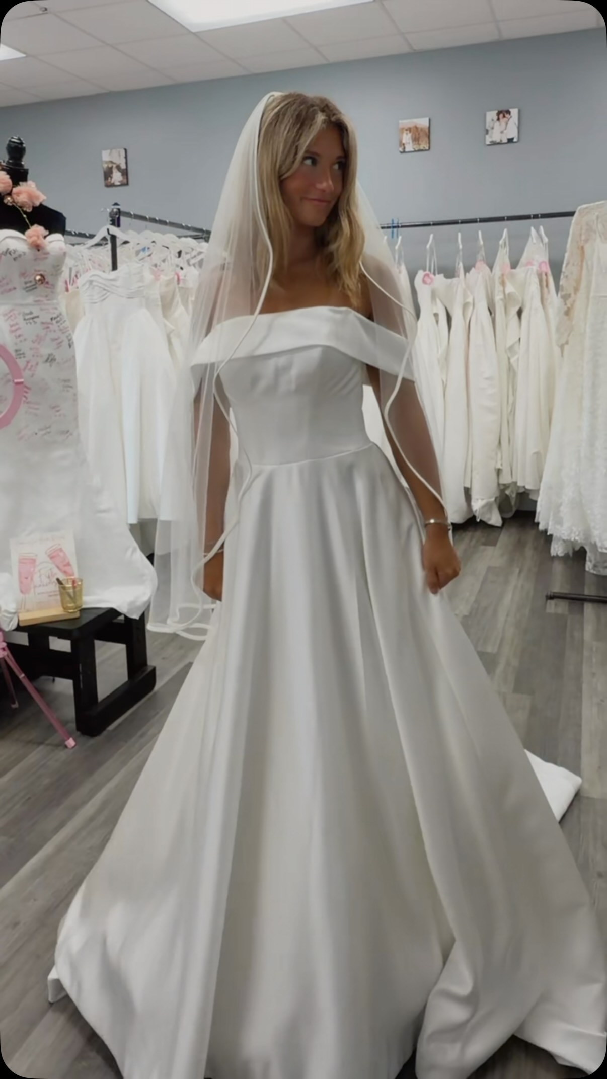 dresses for weddings near me Somebody give us a medal!🥳, We love our job! Book now so we can help you fall in love with your dream dress. , #weddingdress #weddingseason #bridal #fallen4thedress #bridalstylist | Fallen In Love V-neck wedding dresses you'll club&trendy Dress shops Size:UK S (In-Rental)