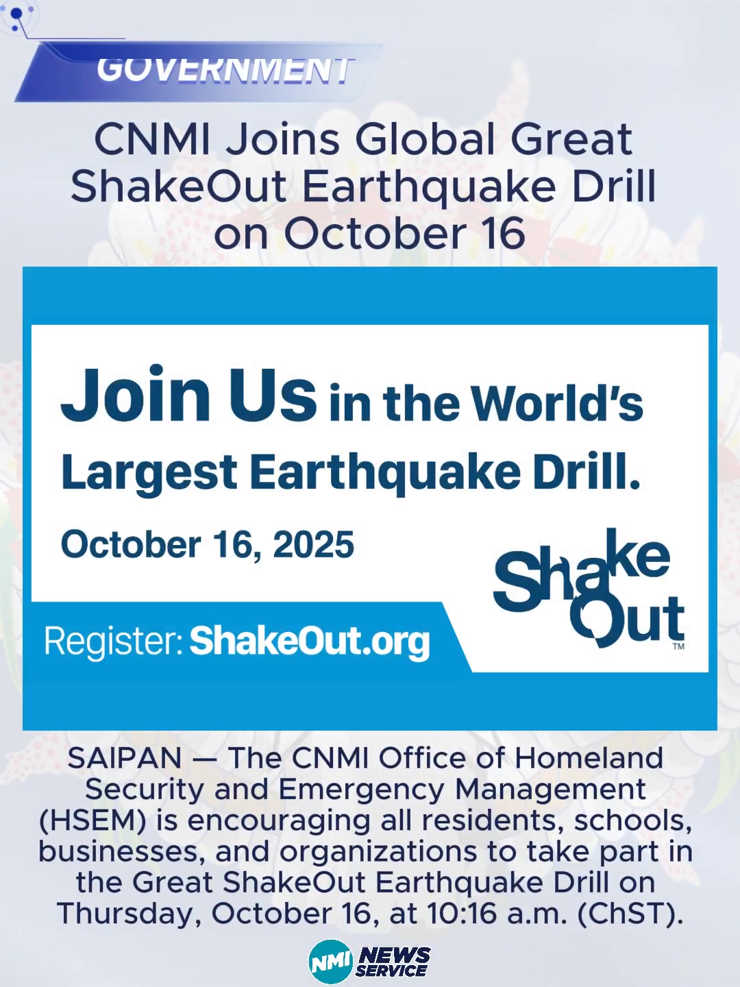 CNMI Joins Global Great ShakeOut Earthquake Drill on October 16 SAIPAN ...