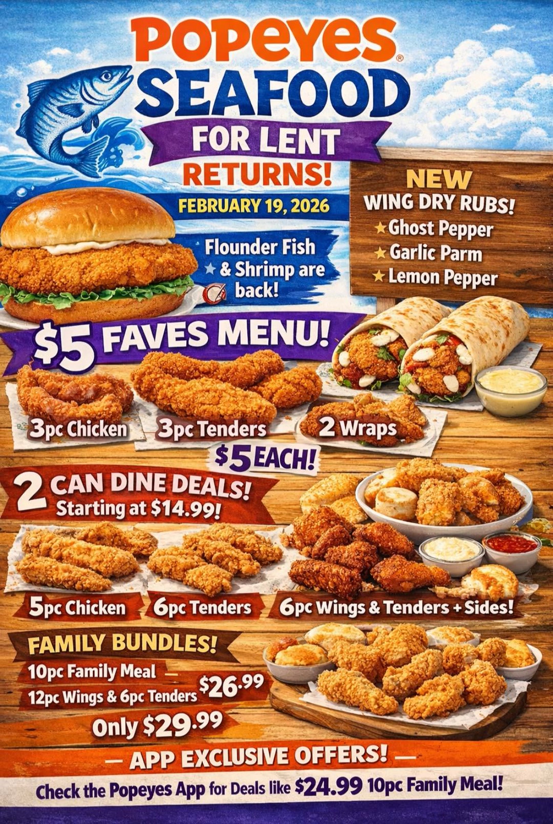 💥 Popeyes February 19, 2026, features the return of seafood for Lent ...