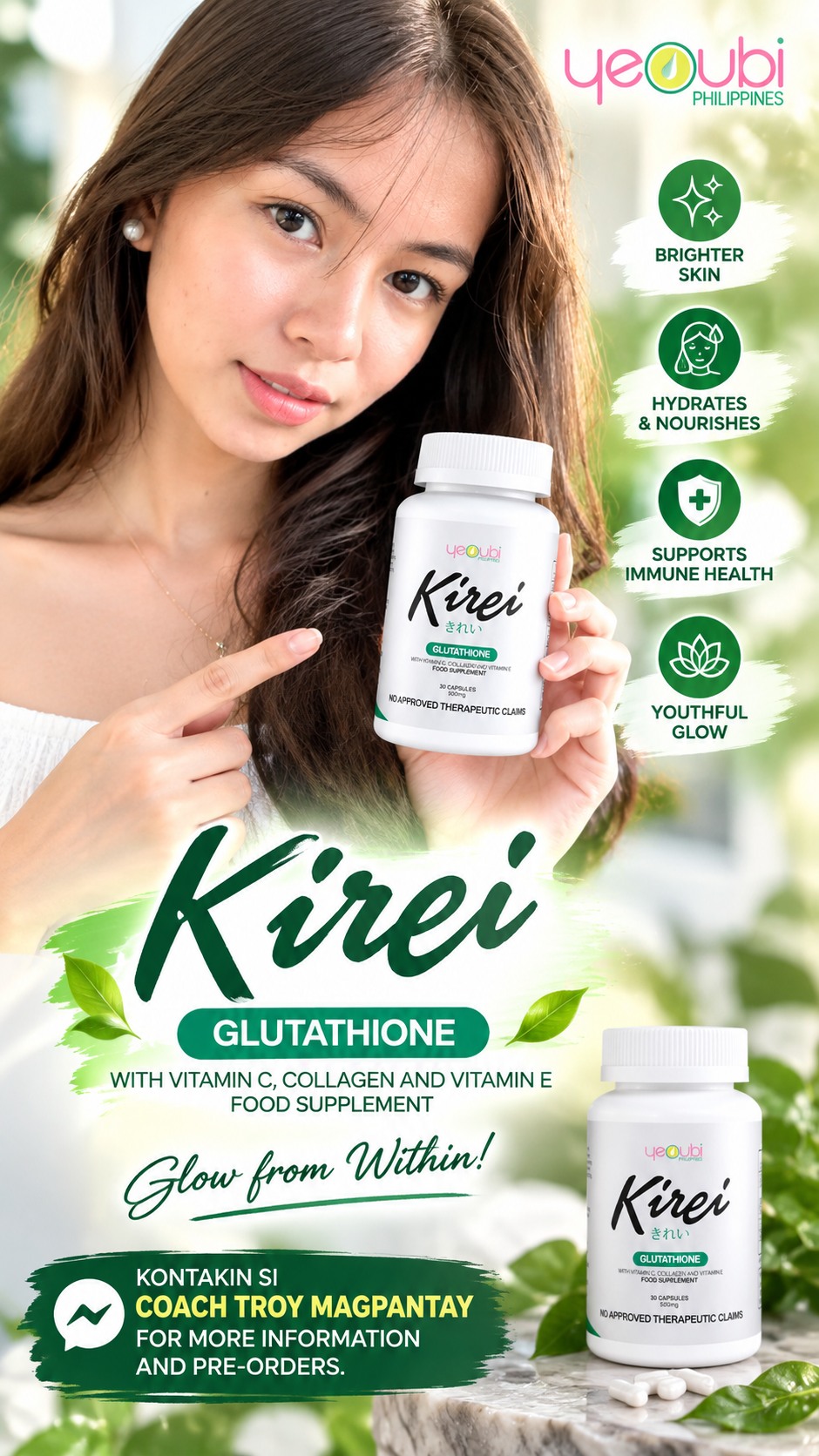 kirei glutathione video ✨ 𝐆𝐋𝐎𝐖𝐈𝐍𝐆 𝐒𝐊𝐈𝐍 𝐒𝐓𝐀𝐑𝐓𝐒 𝐖𝐈𝐓𝐇 𝐘𝐎𝐔𝐑 𝐃𝐀𝐈𝐋𝐘 𝐖𝐄𝐋𝐋𝐍𝐄𝐒𝐒 𝐑𝐎𝐔𝐓𝐈𝐍𝐄! ✨, Introducing 𝐘𝐞𝐨𝐛𝐢 𝐊𝐢𝐫𝐞𝐢 𝐆𝐥𝐮𝐭𝐚𝐭𝐡𝐢𝐨𝐧𝐞 — with Vitamin C, Collagen & Vitamin E. 💚, Perfect for those who want to add a beauty and wellness Horse Health
