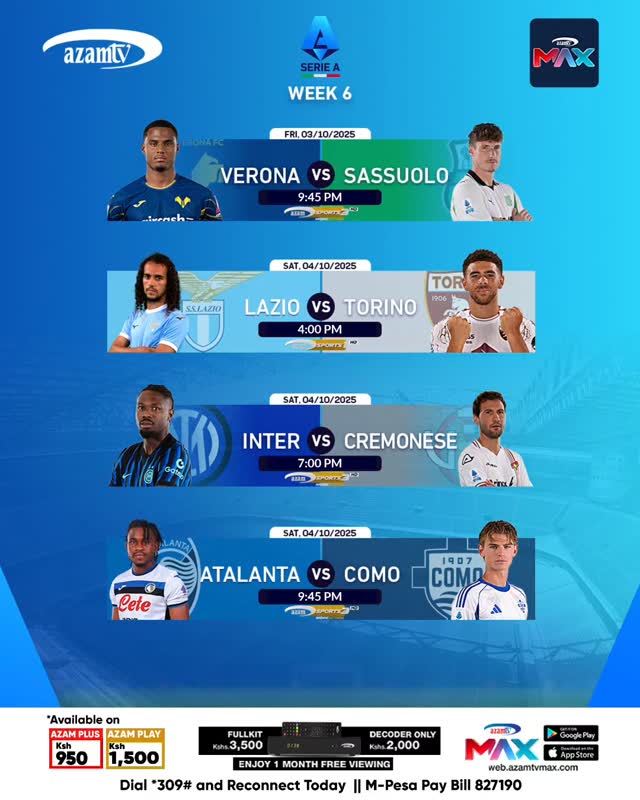⚽🔥 Serie A Week 6 is HERE! Catch every moment of the action LIVE on ...