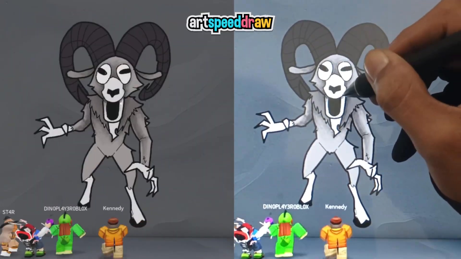 We Drew THE RAM Character in 99 Nights in the Forest - Roblox | Art ...