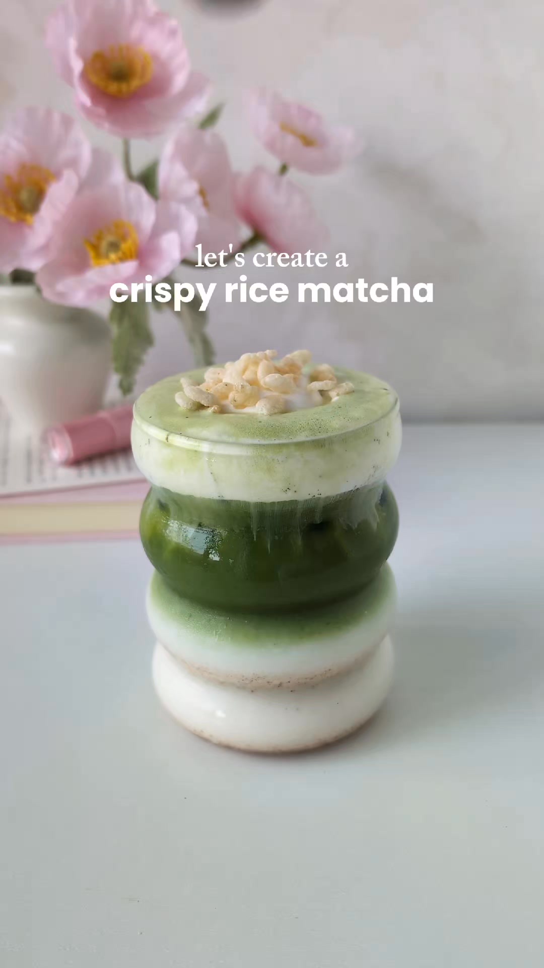 Rice krispies matcha latte for a subtle sweet flavor 🍵 #homecafe # ...