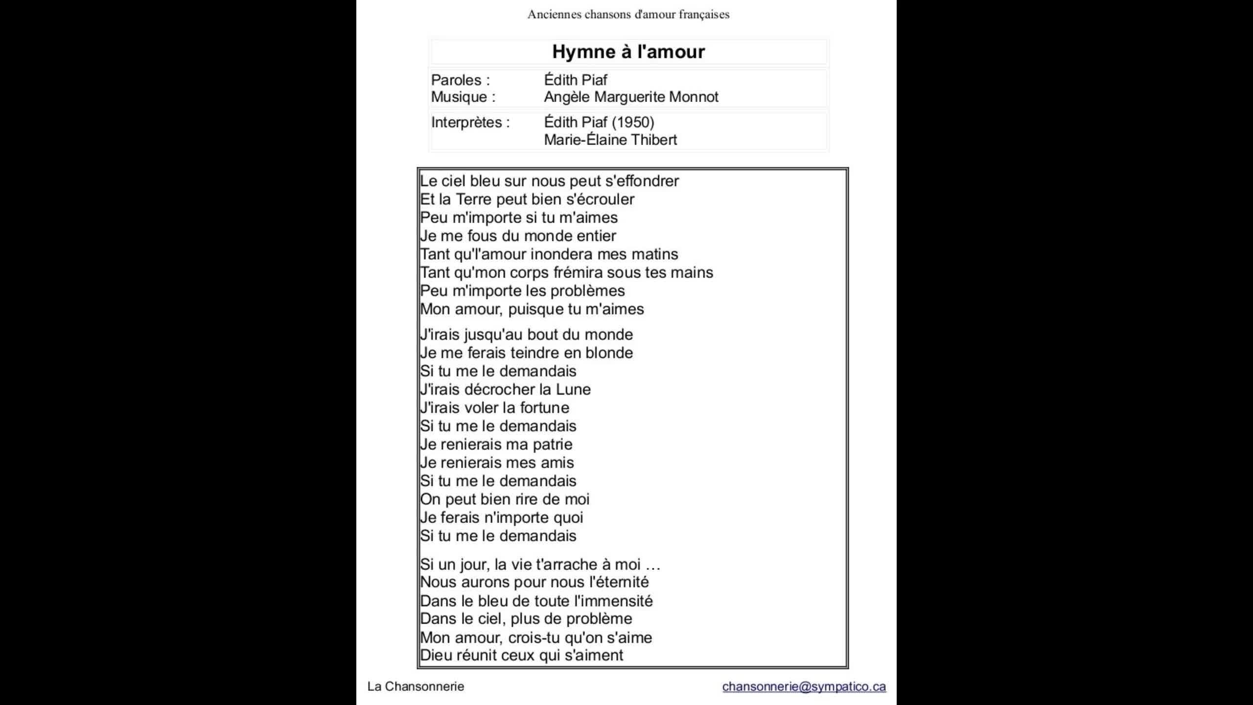 Si Un Jour Tu Crois Que Tu M aimes Paroles