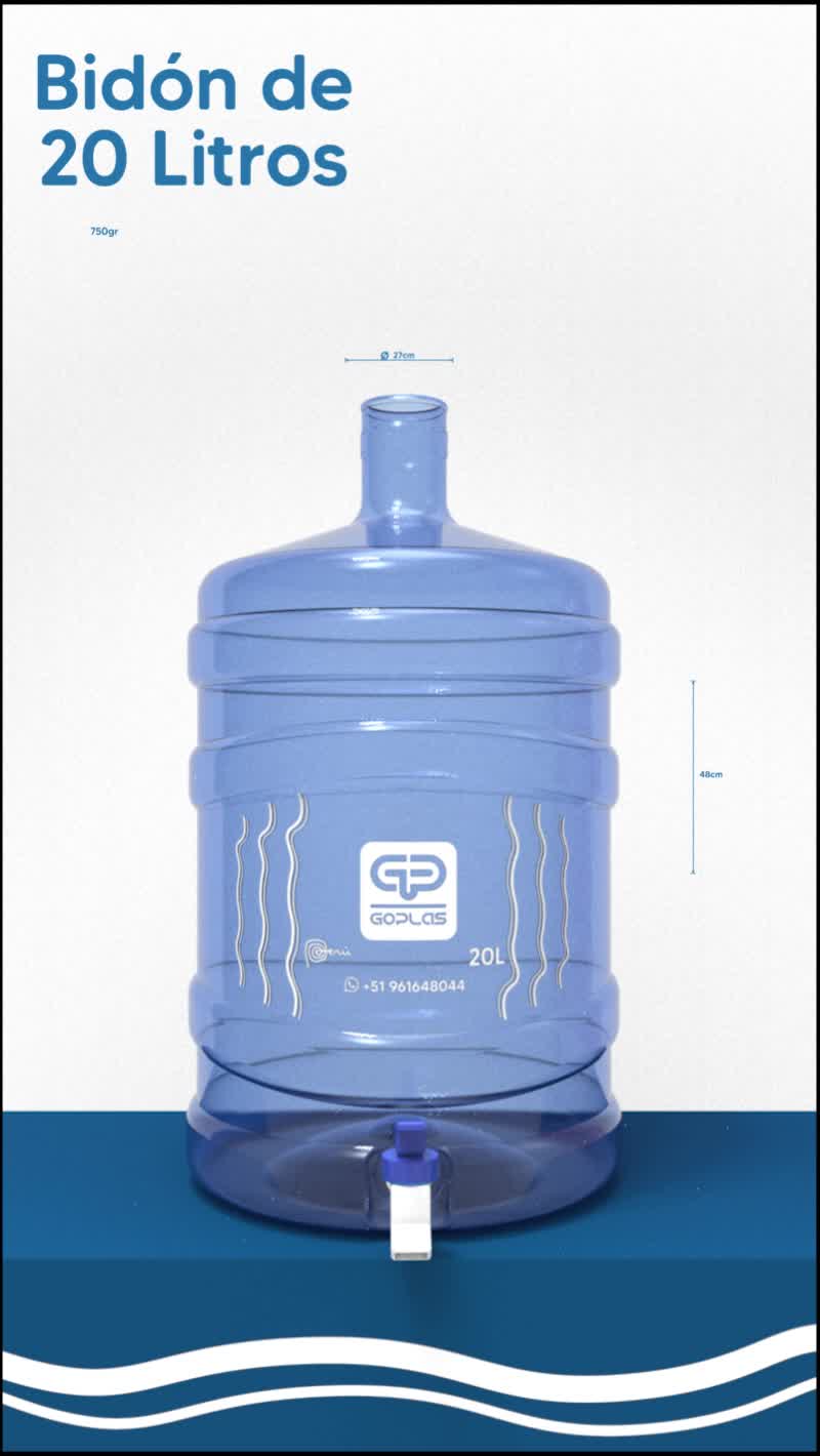 Bidón de 20 litros para agua con preforma PET de 750gr color AZUL y ...