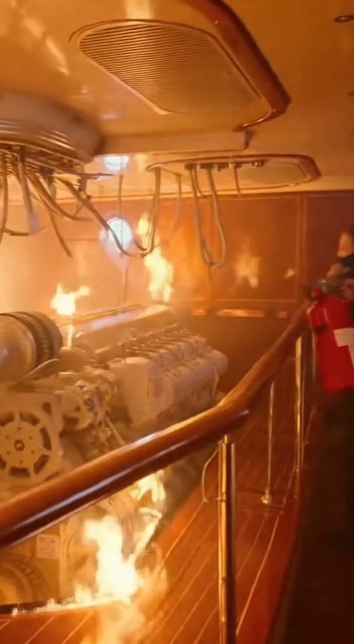 Luxury Yacht Engine Fire Emergency - Dramatic Rescue 🔥 #YachtFire ...
