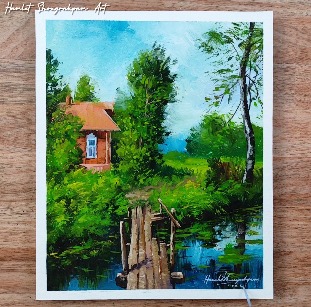 New acrylic landscape painting 🎨😍 | Hamlet Shougrakpam Art | Facebook