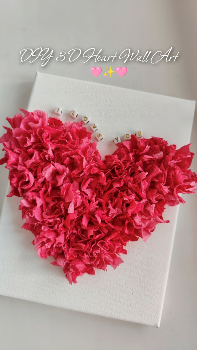 DIY 3D Heart Wall Decor 💞 Easy DIY 3D heart wall decor for Valentine’s ...