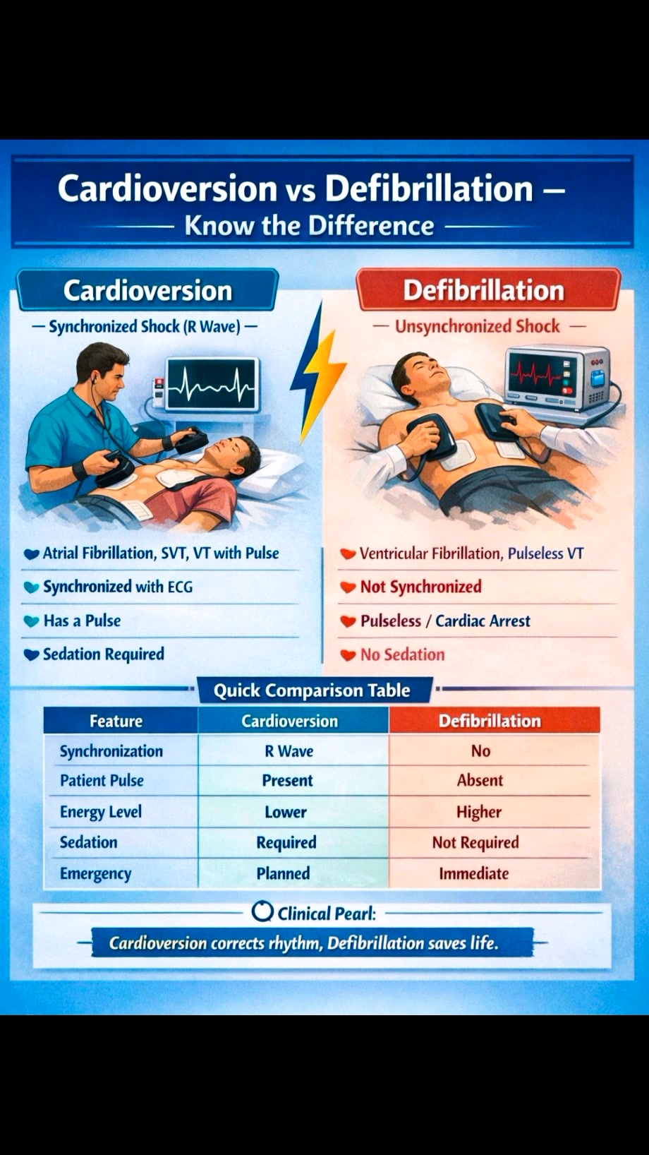 🔥Cardioversion VS Defibrillation -Know The Difference#Cardioversion # ...
