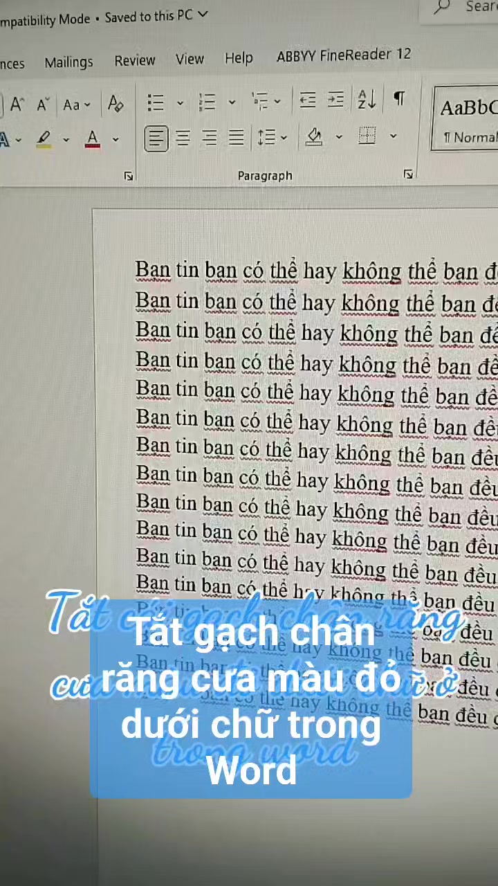 Tắt cái gạch chân răng cưa màu đỏ dưới chữ ở trong Word. # ...