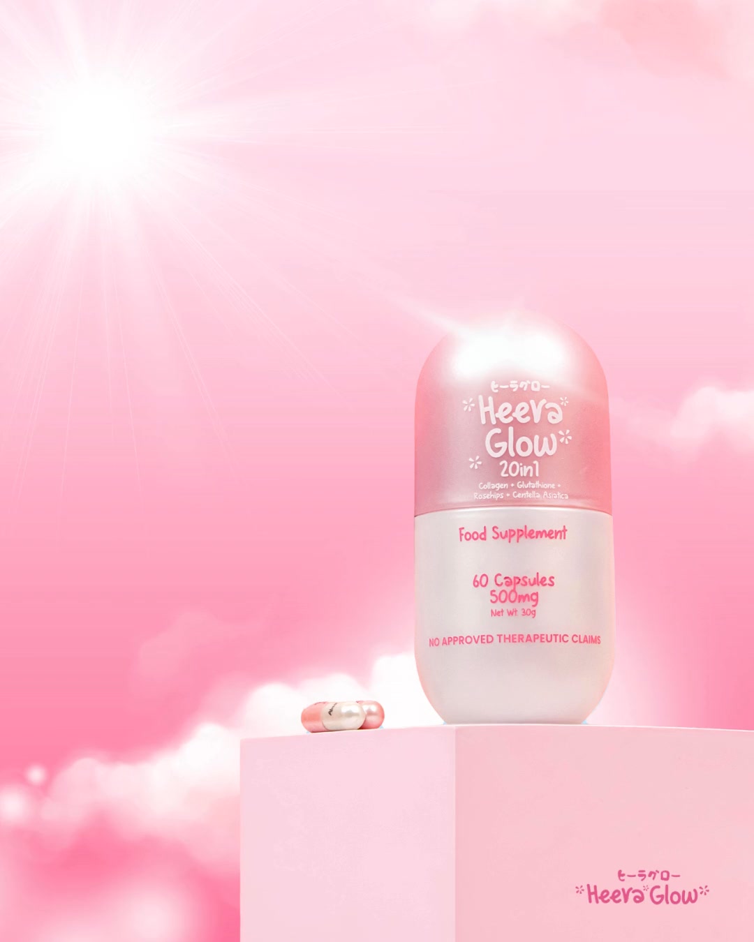 Celebrate Women’s Month with radiant, healthy skin✨ , Heera Glow is packed with Collagen for youthful skin, Masshiro Glutathione® for brightening, and NAC for detox and protection. , With Centella 