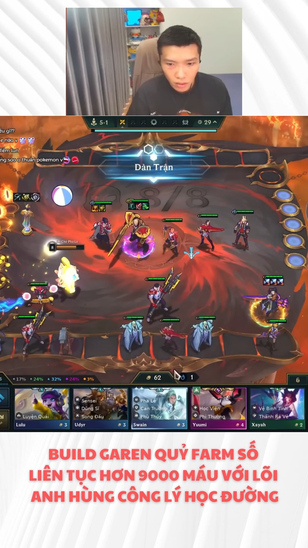 Em Chè build garen quỷ farm số liên tục hơn 9000 máu với lõi anh hùng ...