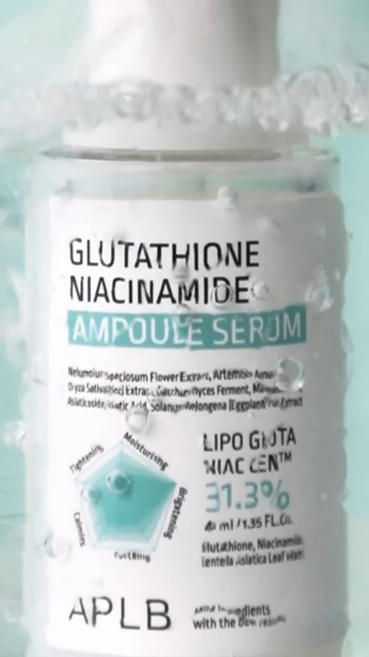 aplb glutathione niacinamide ampoule serum 40ml  , Boost your skincare routine with this multi-benefit ampoule serum designed to deeply hydrate, brighten, and improve skin elasticity ., Powered by Gently massage into the face and neck until fully absorbed APLB - Glutathione Niacinamide Ampoule