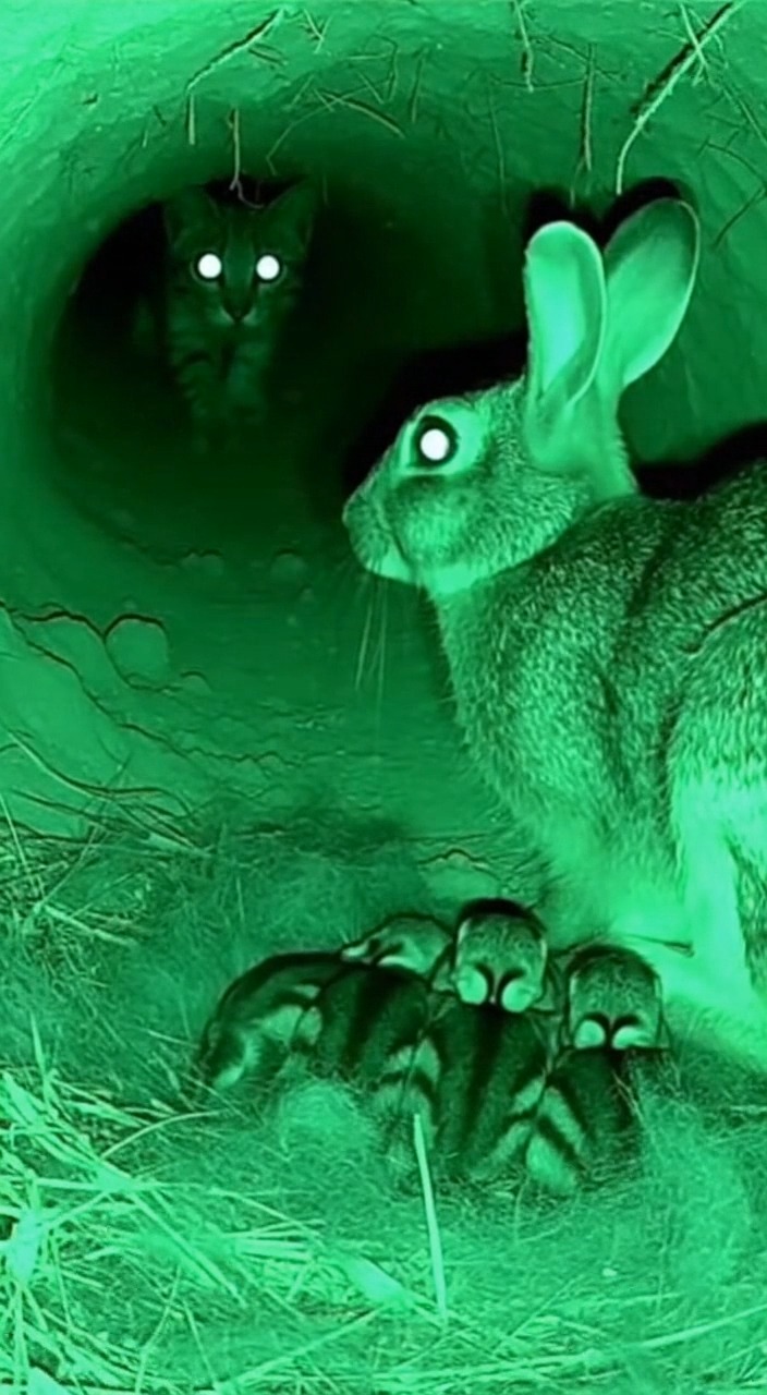 Mother Rabbit Defends Her Babies from Predator | Night Vision Wildlife ...