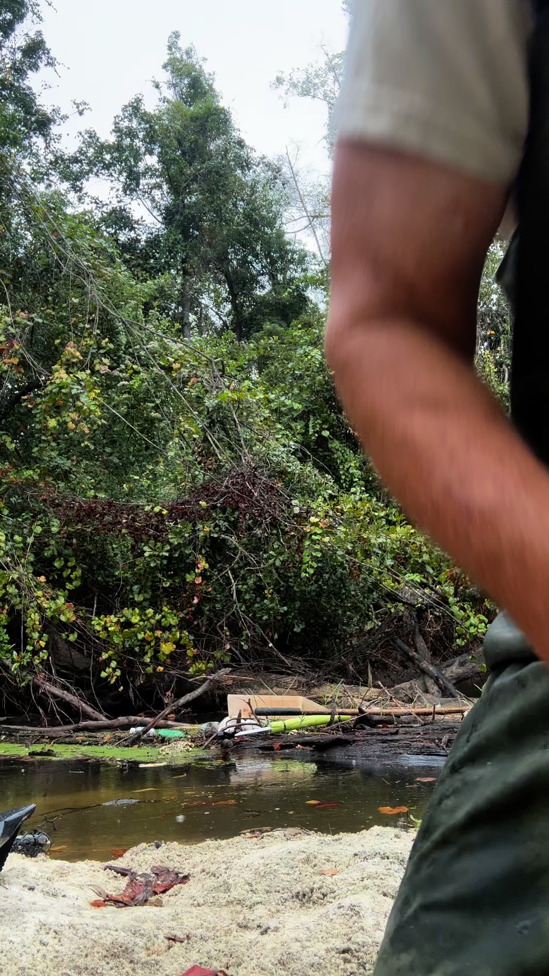 Cleaning a trash logjam about a mile upstream of the WaterGoat. At ...
