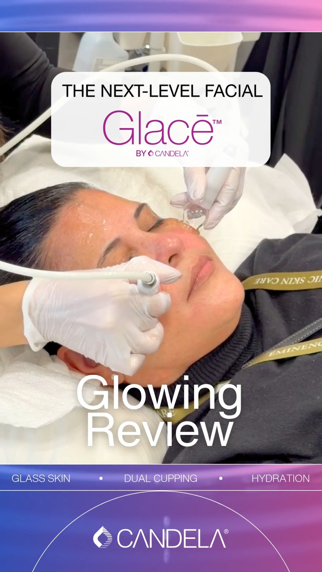 Glowing Review 💫, Fresh from a Glacē treatment, skin looks smoother, more hydrated, and visibly radiant—with zero downtime. An instant refresh that speaks for itself., 💧 Discover the next-level facial 
